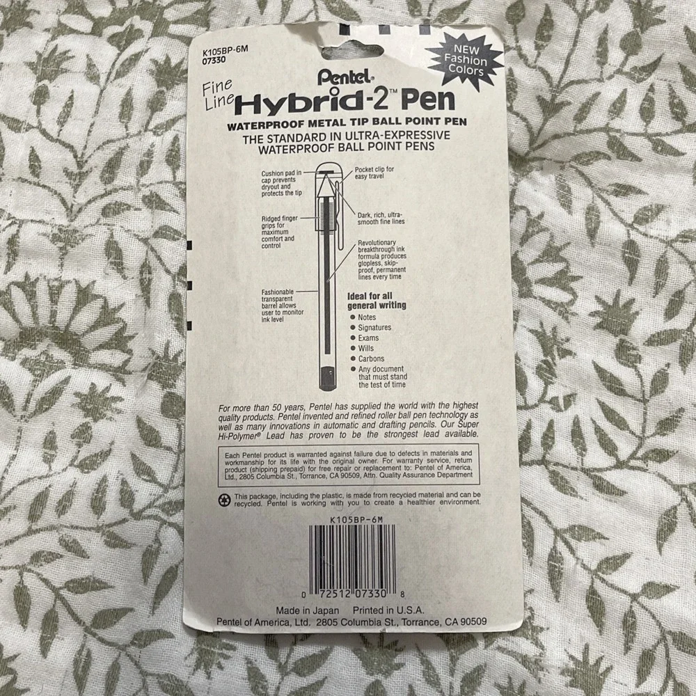 Pentel Hybrid-2 Dual Pen Metal‎ Tip Ball Point pen Fine Line Japan K105bp 07330